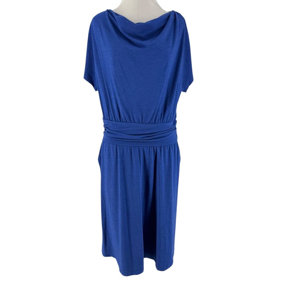 Betabrand Women's Seaglass Blue Knee Length Dolman Sleeve Canopy Dress Large